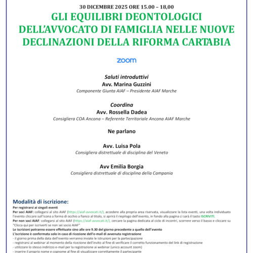Gli equilibri deontologici dell&rsquo;avvocato di famiglia nelle nuove declinazioni della riforma Cartabia